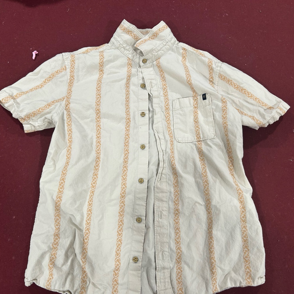 Roark Casual White and Orange Patterned Shirt
